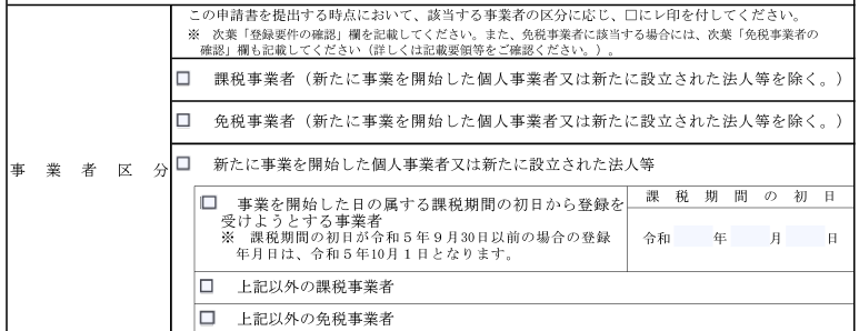 法人設立日からインボイス登録するための申請書の記載方法